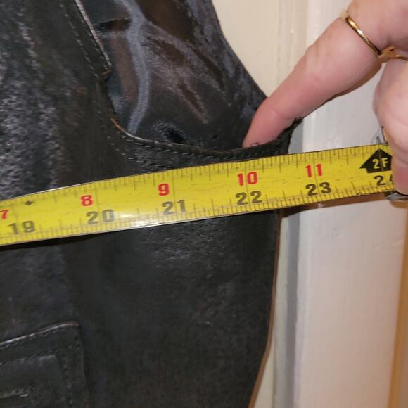 Vintage Womens Black Suede Leather Snap Front Vest Size 20W Ivy Club Distressed - Picture 5 of 6